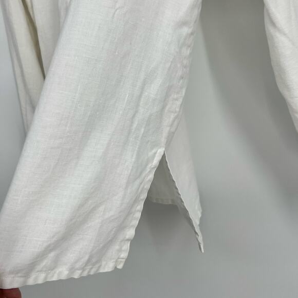 Jones New York Sport Linen Blouse Button Up Top Tunic Women Small White Collared - Picture 4 of 9
